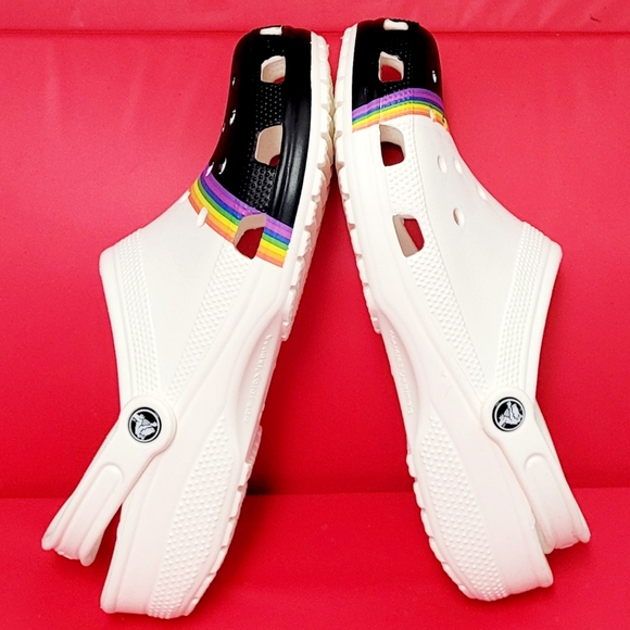 CROCS Rainbow Pride Black Toe Unisex Classic Clogs size Men's 10 / Women's 12 - Picture 3 of 11